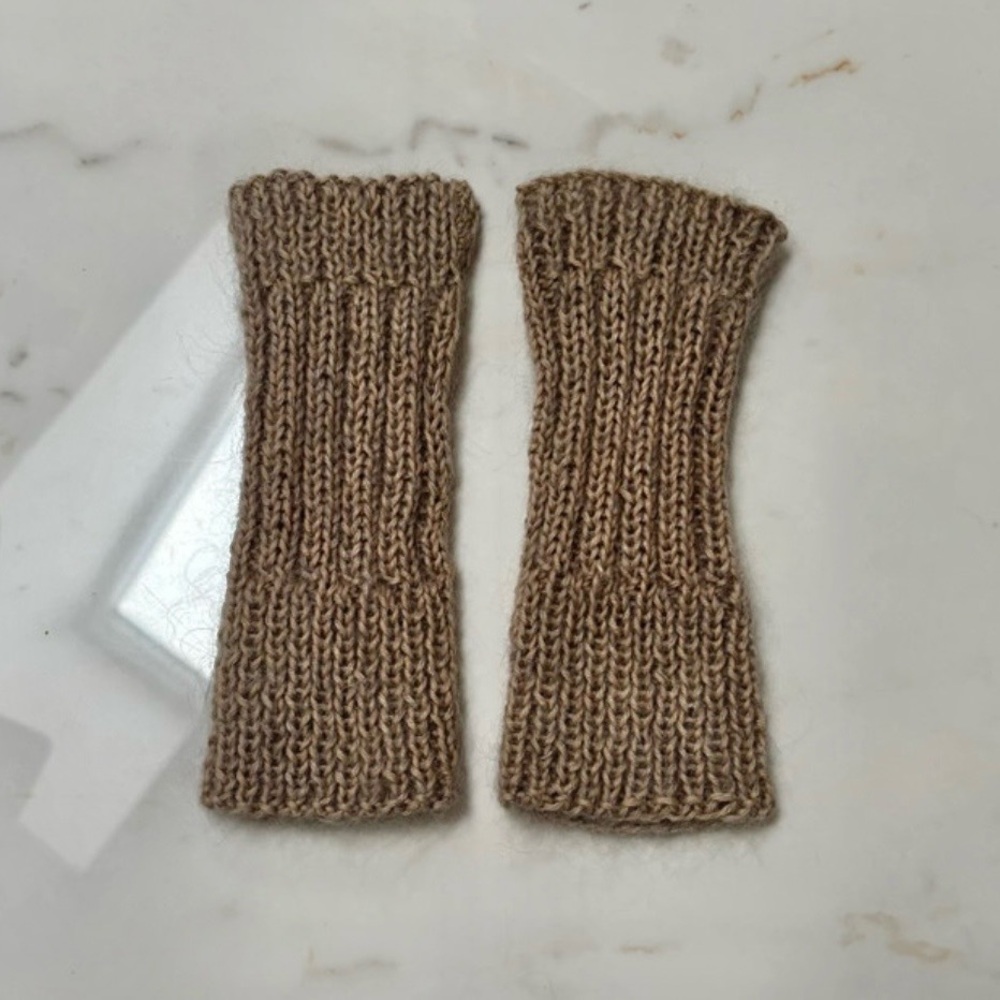 Vintage tan wool cashmere wrist warmers